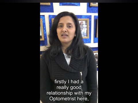 A parent from the Yadalla family sharing their myopia care experience